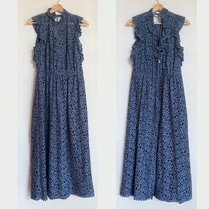 Kate Spade New York | Flora Lace Ruffle Midi Dress | Antique Blue